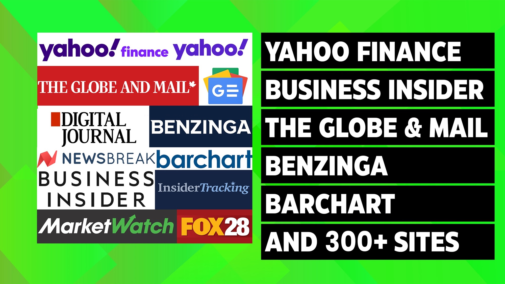 Yahoo Finance, Business Insider, Benzinga Barchart | Legiit