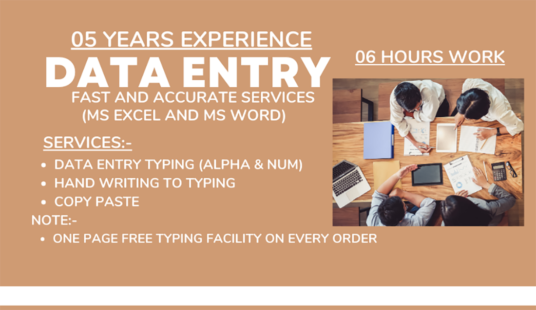 Data Entry, Hand Writing 2 Typing, Copy Paste Work | Legiit