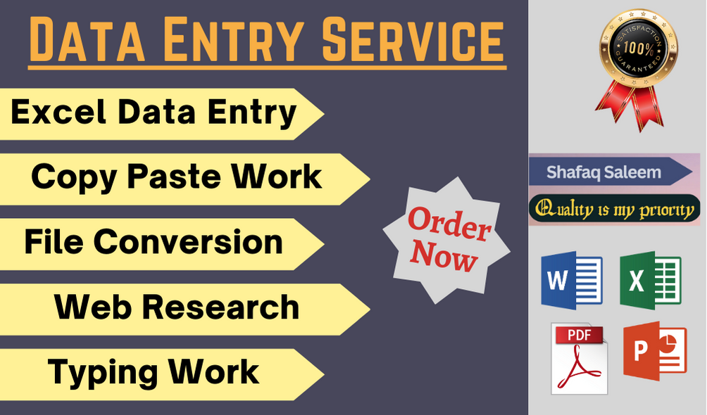 Data Entry, Typing, Copy Paste,  Research & VA Legiit