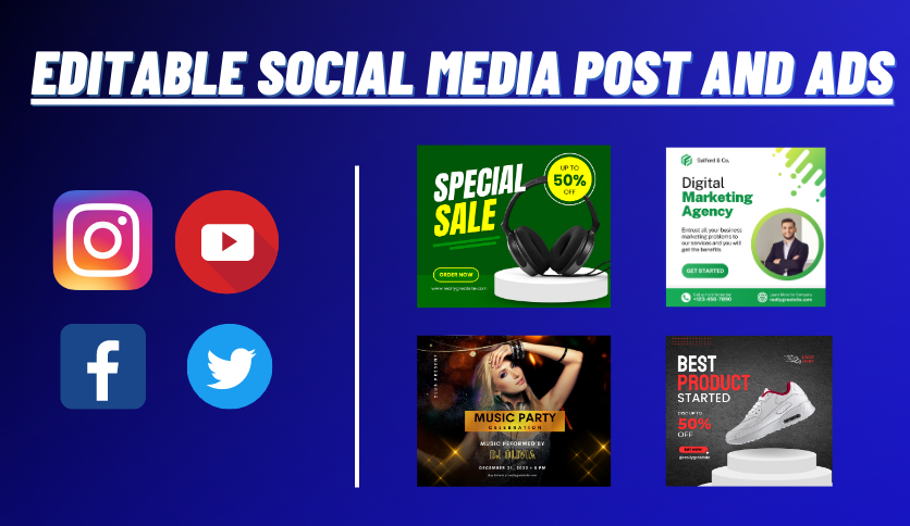 Editable Social Media Post And Ads | Legiit