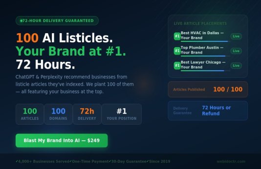 GEO Quick Blast — 100 AI Listicles In 72 Hours
