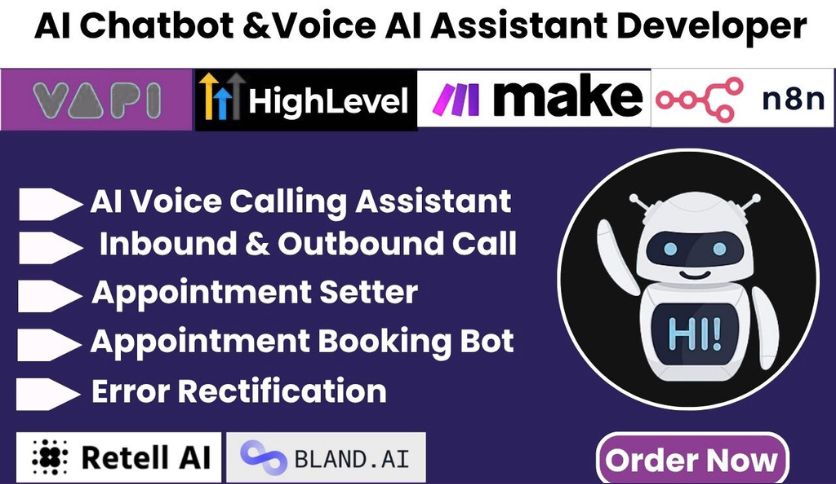 setup vapi ai calling agent, ghl chatbot, retell ai voice agent, make